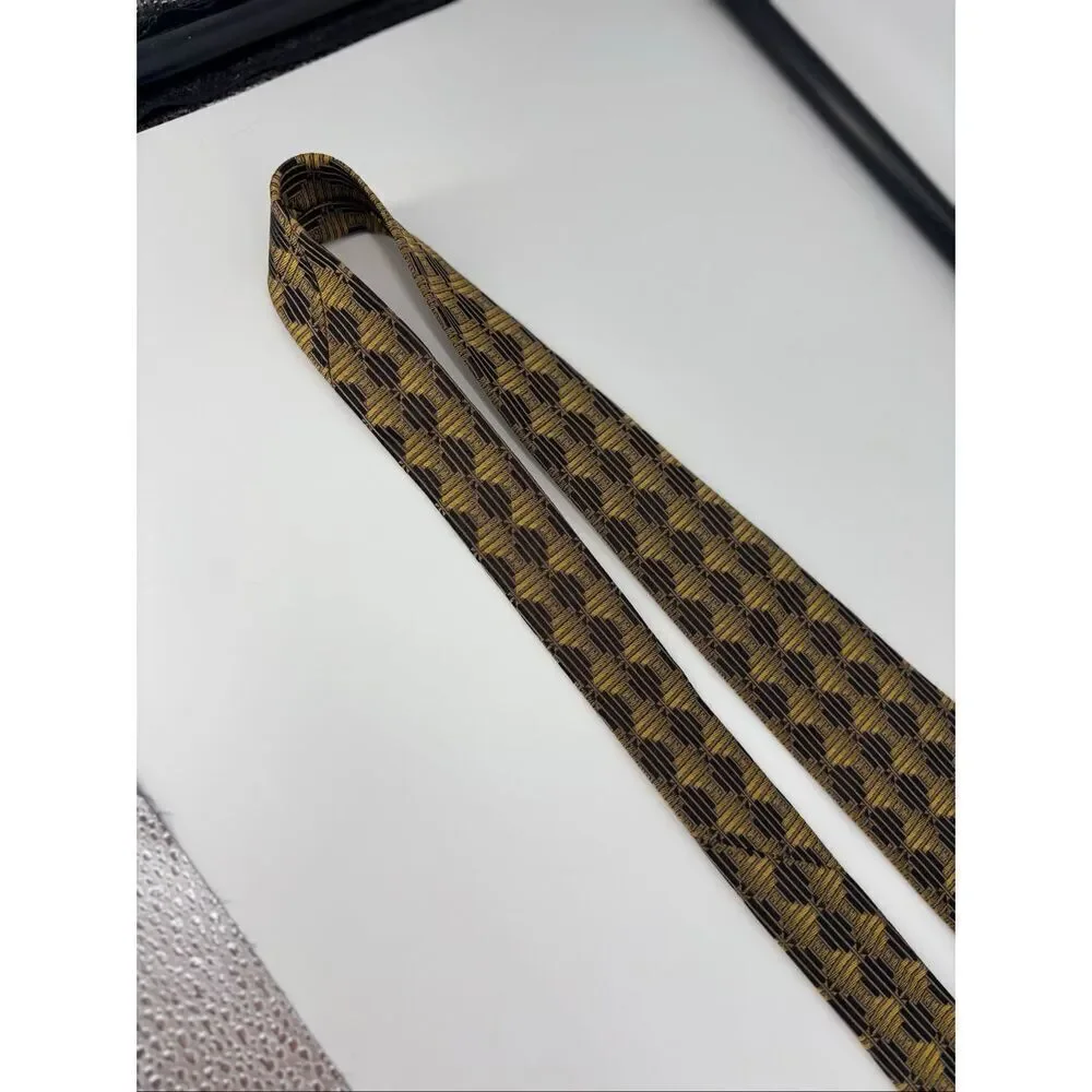Robert Talbott Best of Class Silk Tie Gold Black Geometric USA